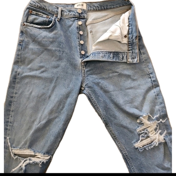 Agolde Womens Medium Wash Riley High Rise Straight Crop in Hassle Jean 30 - Picture 9 of 14